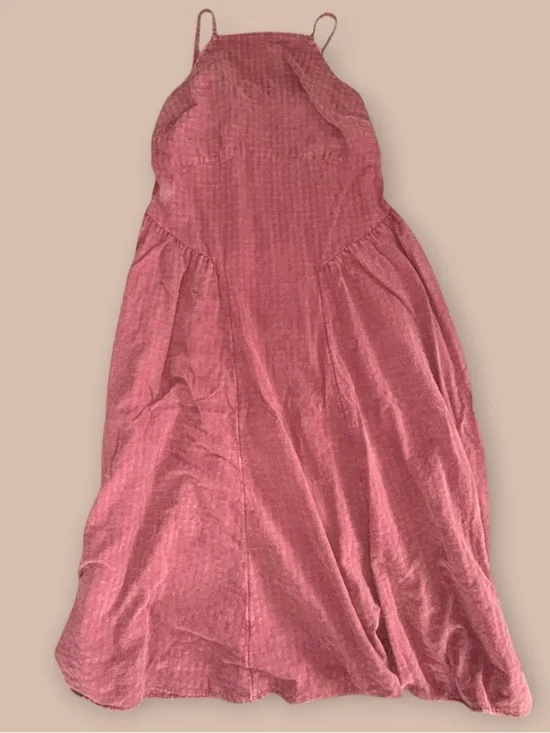 FESTI Tie Back Maxi Dress Size 2 Burgundy Flowy Lightweight Boho Romantic - Picture 3 of 5